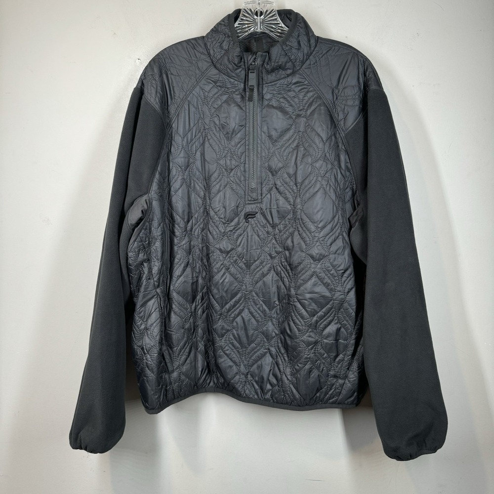 Fabletics Jacket Mens Sz XL Onyx Gray Quilted The Loft Water Resistant 1/4 Zip